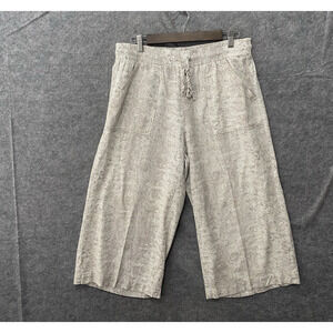 Beau Dawson Linen Blend Pants Womens Sz‎ L Crop Wide Leg Reptile Print Pockets